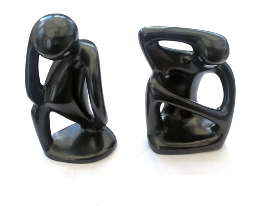 Pair soapstone figures - pair, "