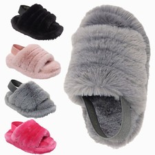 Girls Fluffy Slippers Mules