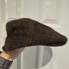 City Sport brown Pure Wool Tweed Baker Boy Flat Cap Hat - Size 58