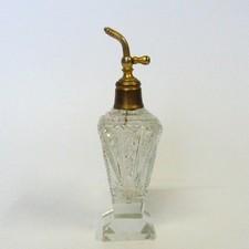 ANTIQUE CUT GLASS PERFUME BOTTLE ATOMIZER