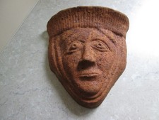 VINTAGE STUDIO POTTERY FACE MASK - WALL PLAQUE - MAKERS MARK  MEDIEVAL LADY