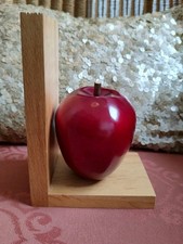 1980's Vintage Single Red Apple Wooden Bookend in Good Condition 
