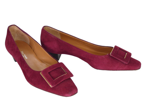 Buckle red suede shoes low - buckle,