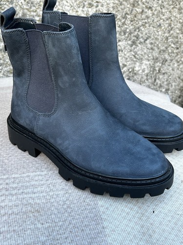 Navy leather ankle boots - navy,
