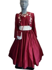 Burgundy bridesmaid flower girl  Dress with Embroidered Bolero and Bag - #OCC 03