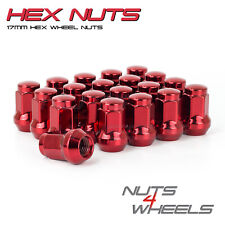 20 x Red Hex Wheel Nuts M12x1.25 Fits Subaru Impreza Hatch Sti WRX