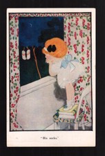 COWHAM, Hilda - His Socks - Little Girl Gazing Out Window Postcard #14430