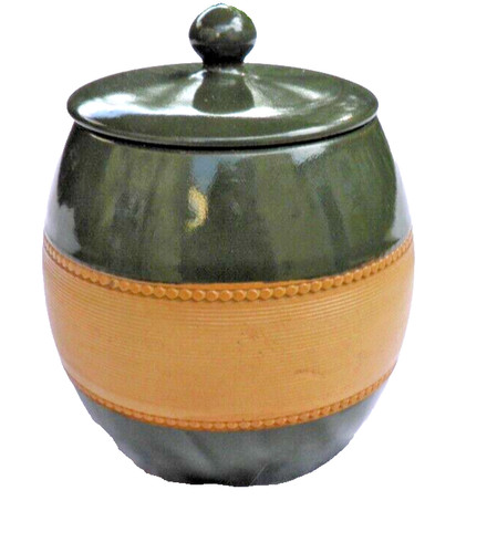 Green cream tobacco jar pot - green/cream,