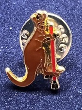 KANGAROO ON POGO STICK WEARING POLICE HELMET PIN BADGE