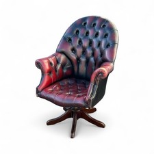 Red Leather Chesterfield Directors Swivel Armchair