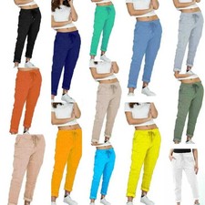 Ladies Women's Italian Stretch Plain Magic Comfy Lagenlook Trousers Joggers Pant