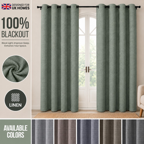 Linen curtains blackout eyelet - blackout,