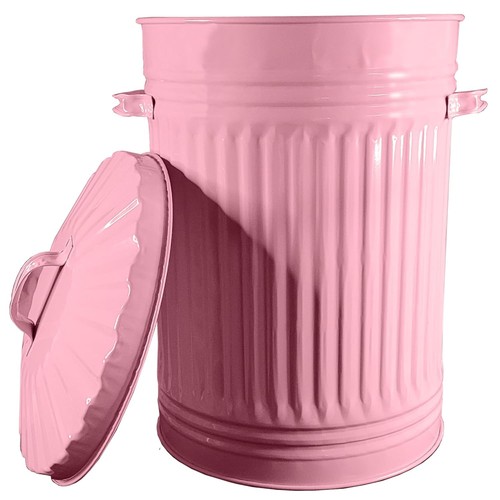Pink metal bin - metal, dustbin