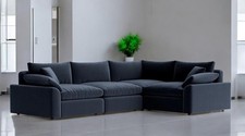 LOAF Cuddlemuffin Modular RHF Large Corner Sofa in Liquorice Blue Velvet (1862)