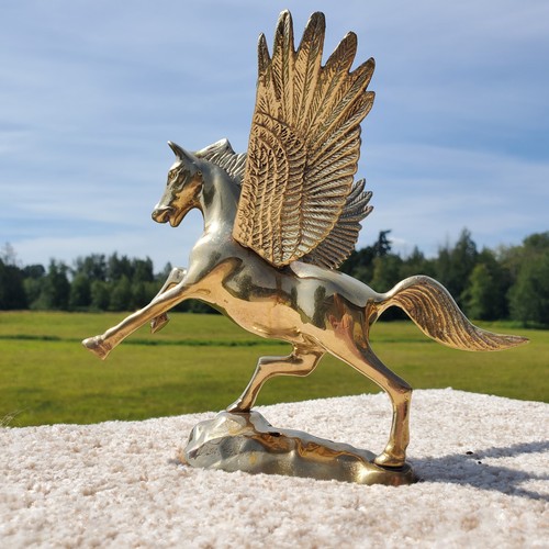 Vtg solid brass pegasus statue - vtg,