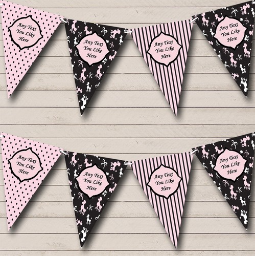 Poodle stripes black pink - stripes,