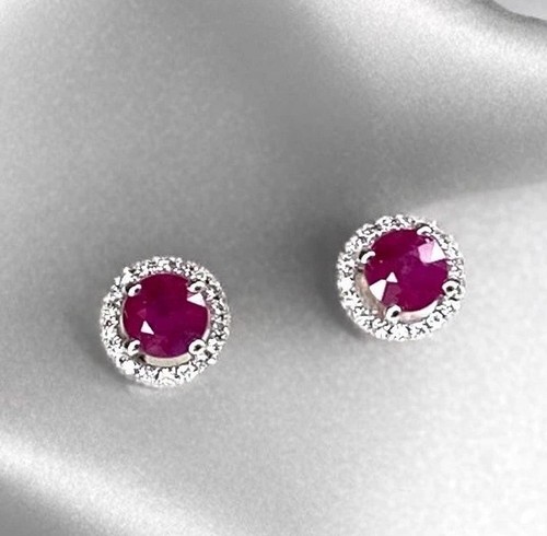Ruby diamond earring studs - ruby,