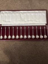 12 Antique Birmingham Mint English Sterling Silver Apostle Spoons. Hallmarked
