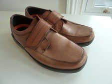 MARKS & SPENCER BROWN LEATHER SLIP ON CASUAL SHOES AIRFLEX EXTRA WIDE SIZE 9 UK