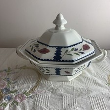 Adams China Lancaster Octagonal Covered Vegetable Bowl Ironstone 