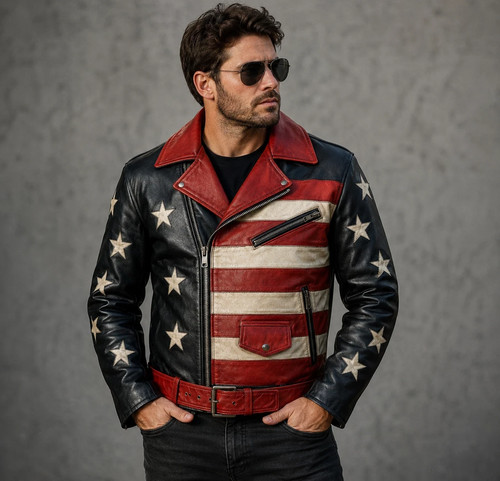 Men black red american - black, flag
