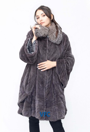 Graphite mink fur cape with - fur,