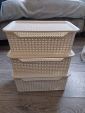 3pc Set White Plastic Rattan