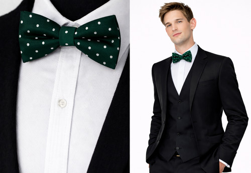 Twill emerald green men bow - green,