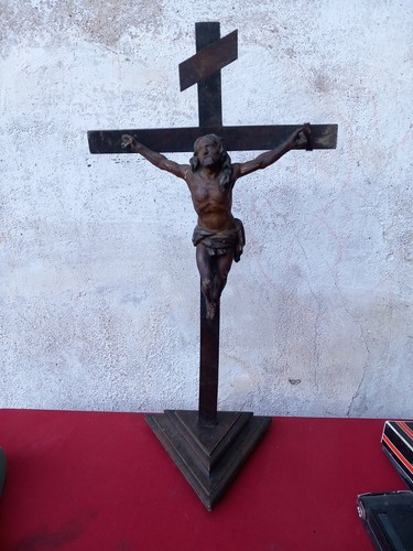 Painted carved wooden - wooden, crucifix
