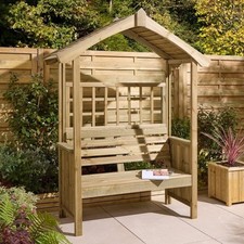 Rowlinson Sherwood Wooden Garden Arbour Bench Seat Trellis Timber 2 Seater