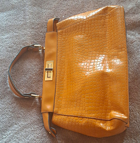Tan faux leather - tan, croc