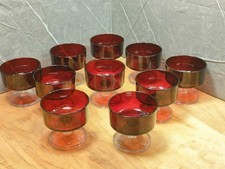 Set Of 10 French Retro Luminarc Arcoroc Ruby Red Dessert Champagne Glasses 