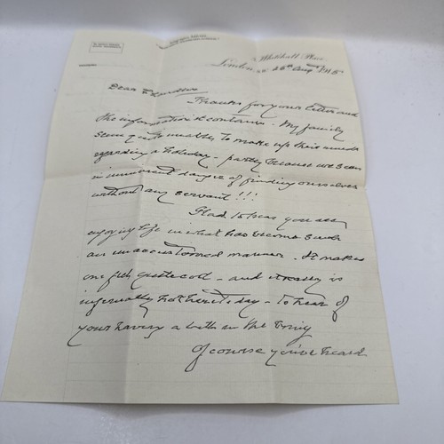 1915 wwi letter whitehall - wwi,