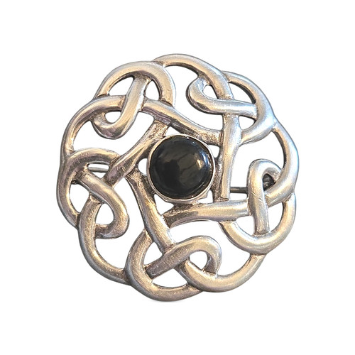 Sterling silver celtic brooch - silver,