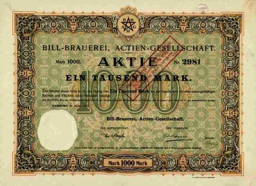 Bill brewery 1921 hamburg - bill,