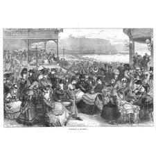 SCARBOROUGH Victorian Scene During the Season - Antique Print 1871