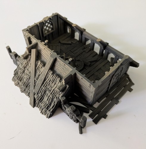 Medieval barn ruins 28mm - medieval,