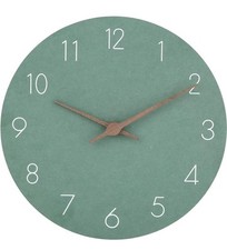 Wall Clock Silent Non Ticking 12 Inch Large Modern Wooden Kids Green Vintage 