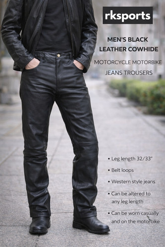 Mens black leather cowhide - mens,
