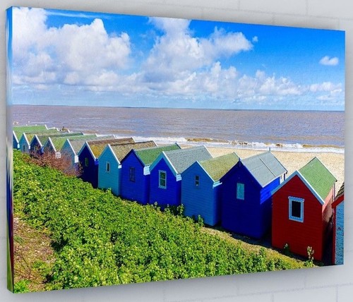 Beach huts seascape canvas - seascape,