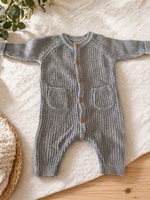 Baby Blue Knitted Romper 0-3