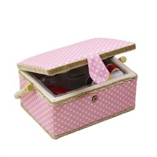 Medium Sewing Basket with Accessories, Wooden Sewing Box Organizer Box for Se...