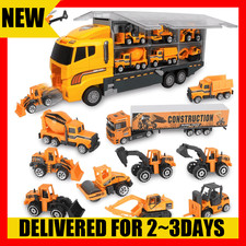 Construction Vehicles Toy Series with Map Digger Dump Truck Tractor Trailer Boys