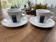 X 2 Two Lavazza Blue Ribbon Porcelain Espresso Cups & Saucers  - IPA Italy