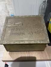 Brass Vintage Slipper Box with Green Fabric Interior