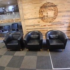Set of 3 Black Faux Leather