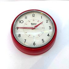 Quartz Round Wall Clock Vintage Retro Red