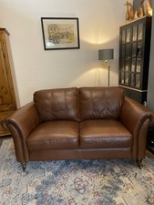 High Quality Genuine Italian Leather Brown 2 Seater Sofa Very Good condition