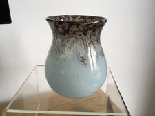 Vintage Scottish Monart Art Glass Light Blue & Gold Aventurine Glass Vase