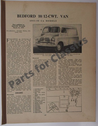 Bedford van service data - service,